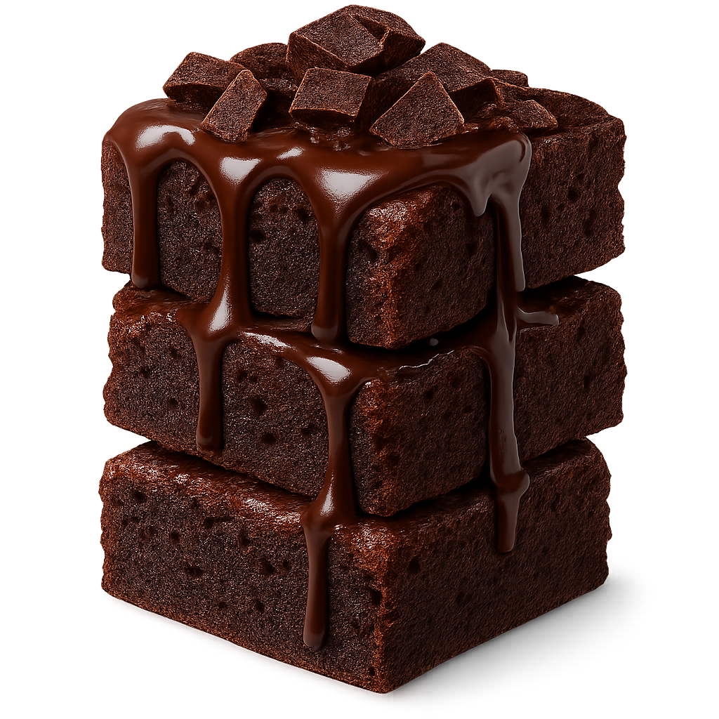 Stack of gourmet chocolate fudge brownies