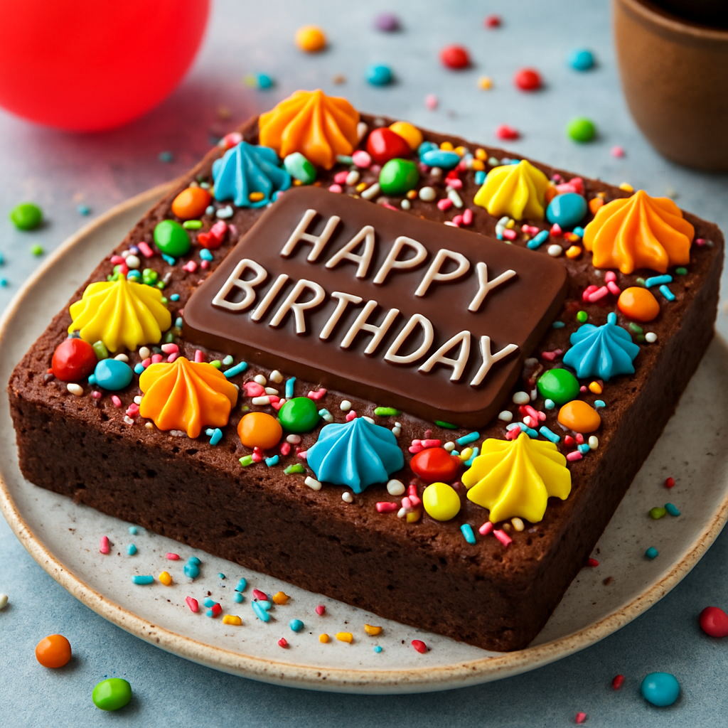 Personalized brownie birthday cake